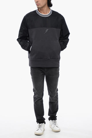 Crew Neck HYBRID Bomber Fit Sweatshirt with Nylon Inserts