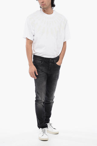 Jeans Skinny Fit in Denim Delavè con Tasca a Zip 14cm