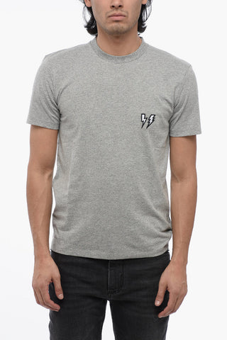 T-Shirt Girocollo DOUBLE BOLT in Cotone con Ricamo