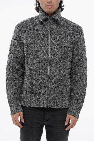 Pullover in Lana Cable Knit con Full Zip