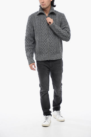 Pullover in Lana Cable Knit con Full Zip