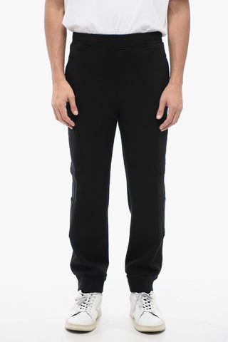 Cotton Blend Cargo Sweatpants with Cuffed Hem