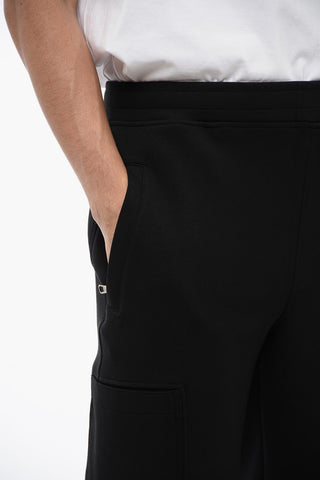 Cotton Blend Cargo Sweatpants with Cuffed Hem