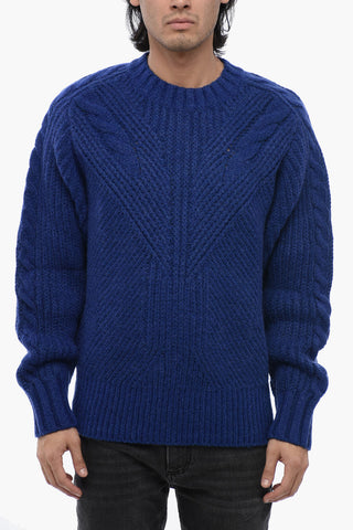 Crew Neck MODERNIST Cable Knit Wool Blend Pullover