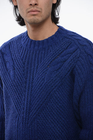 Crew Neck MODERNIST Cable Knit Wool Blend Pullover