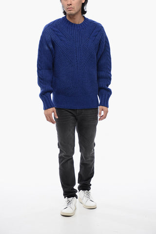 Crew Neck MODERNIST Cable Knit Wool Blend Pullover