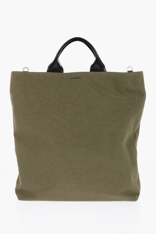 Canvas Shopper Bag with Leather Handles