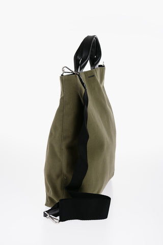 Canvas Shopper Bag with Leather Handles