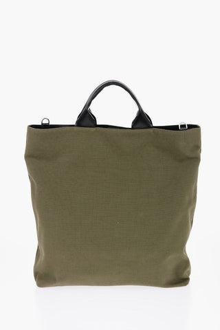 Canvas Shopper Bag with Leather Handles