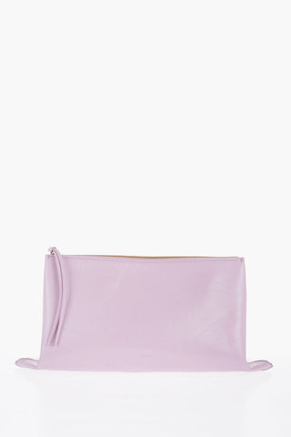 Craquelé Leather Clutch with Zip Closure