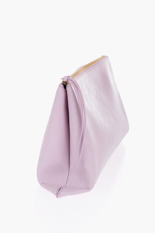 Craquelé Leather Clutch with Zip Closure