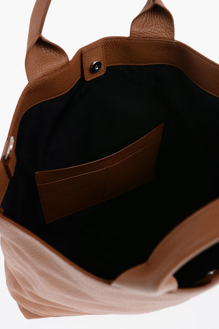 Textured Leather Tote Bag with Tape Shoulder Strap