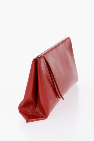 Pochette in Pelle Craquelé con Chiusura Zip