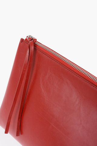 Pochette in Pelle Craquelé con Chiusura Zip