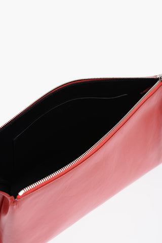 Pochette in Pelle Craquelé con Chiusura Zip