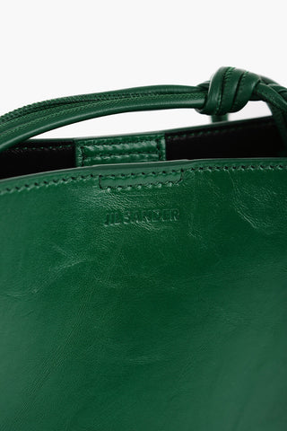 Craquelé Leather Bag with Woven Shoulder Strap