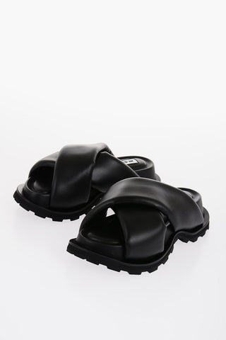 Criss Cross Designed Leather Sandals with Carrion Sole