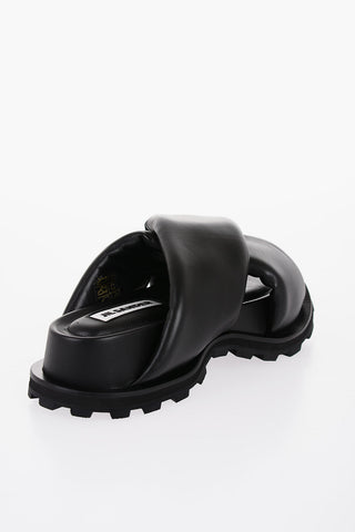 Criss Cross Designed Leather Sandals with Carrion Sole