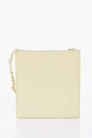 Leather Slim TANGLE Shoulder Bag with Woven Shoulder Strap