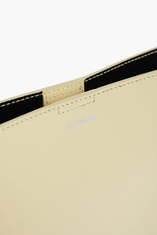 Leather Slim TANGLE Shoulder Bag with Woven Shoulder Strap