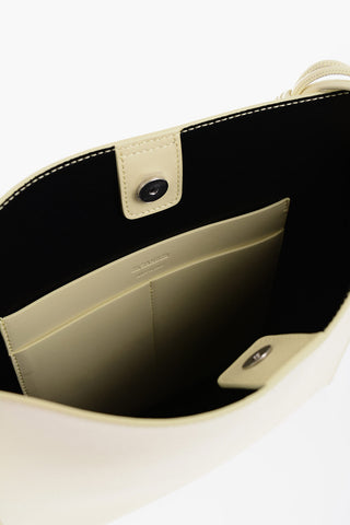 Leather Slim TANGLE Shoulder Bag with Woven Shoulder Strap