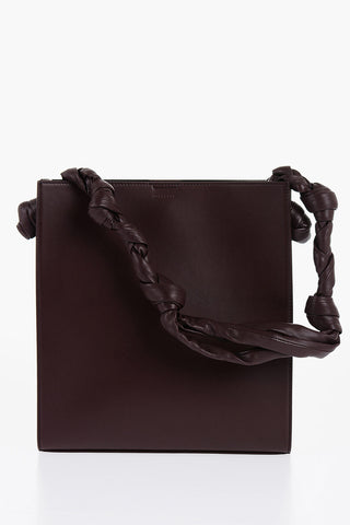 Leather Slim TANGLE Shoulder Bag with Knoted Strap
