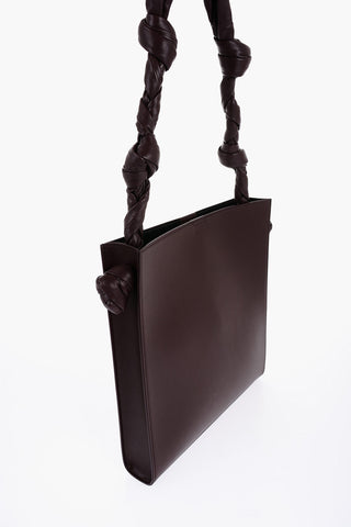 Leather Slim TANGLE Shoulder Bag with Knoted Strap