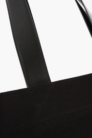 Canvas Shopper Bag with Leather Handles