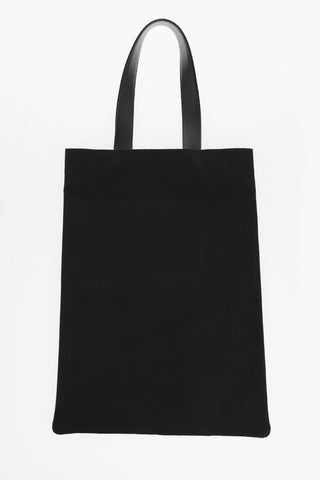 Canvas Shopper Bag with Leather Handles