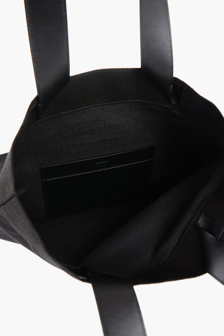 Canvas Shopper Bag with Leather Handles