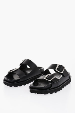 Sandali in Pelle con Doppia Fibbia