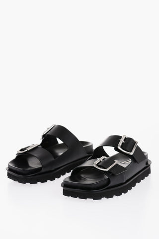 Sandali in Pelle con Doppia Fibbia