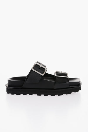 Sandali in Pelle con Doppia Fibbia