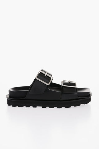 Sandali in Pelle con Doppia Fibbia