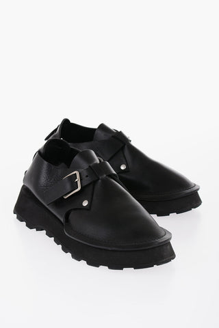 Leather Desert Booties with Front Buckle