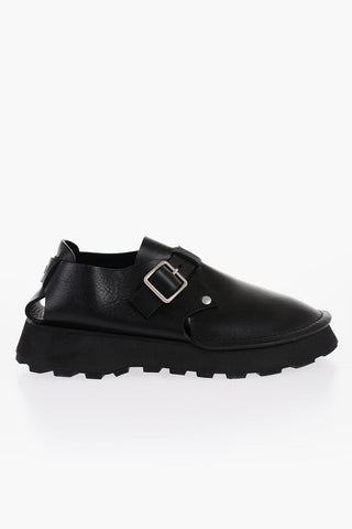 Leather Desert Booties with Front Buckle