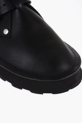 Leather Desert Booties with Front Buckle