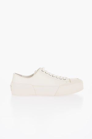 Sneakers Allacciate in Pelle Con Suola in Gomma