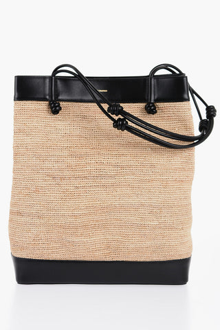 Leather Edged BASE Rafia Shopping Bag
