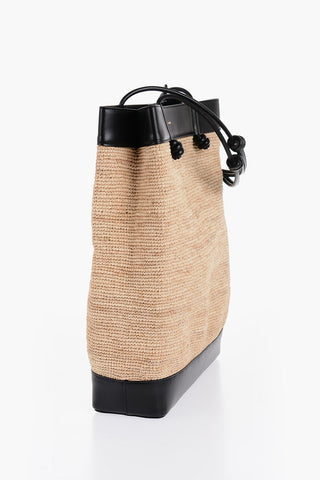Leather Edged BASE Rafia Shopping Bag