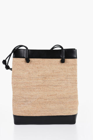 Leather Edged BASE Rafia Shopping Bag