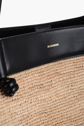 Leather Edged BASE Rafia Shopping Bag