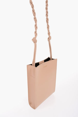 Leather Bag with Woven Shoulder Strap