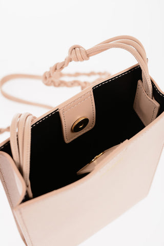 Leather Bag with Woven Shoulder Strap
