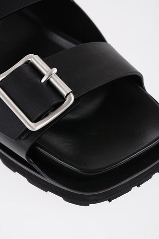 Leather Slingback Sandals with Double Buckle