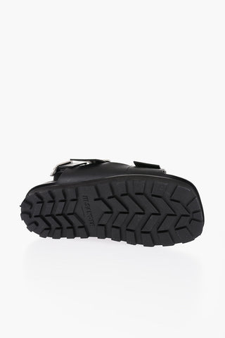 Leather Slingback Sandals with Double Buckle