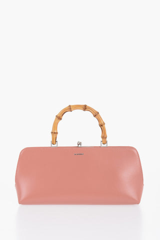 Leather Handbag With Bamboo Handle