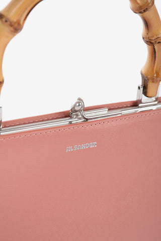 Leather Handbag With Bamboo Handle
