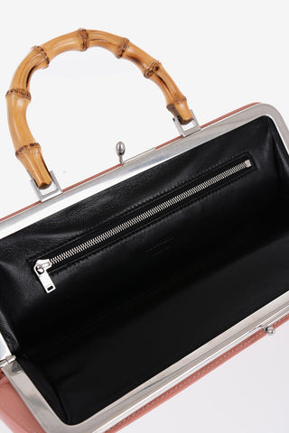 Leather Handbag With Bamboo Handle