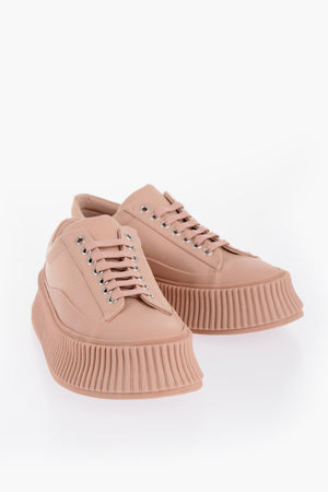 Sneakers Allacciate in Canvas con Suola Chunky